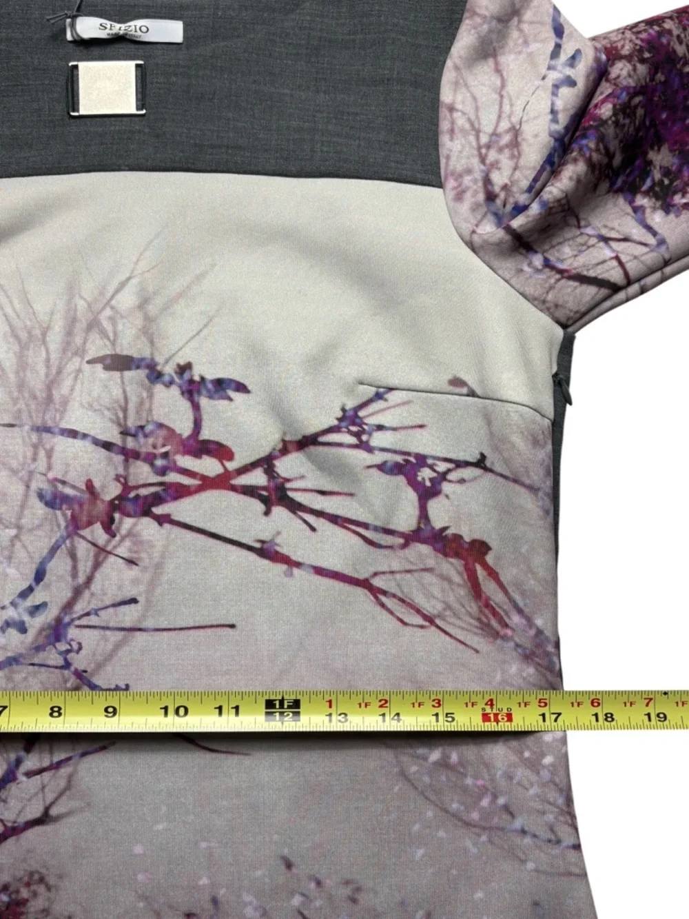 Sfizio Italy Digital Print Forest Front Shift Dress Gray Pink • US 8 - Picture 8 of 14